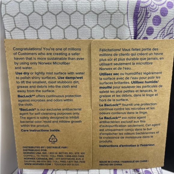Norwex Basic Package EnviroCloth amethyst w/Gray Trim+Window Cloth Amethyst lace - Picture 6 of 8